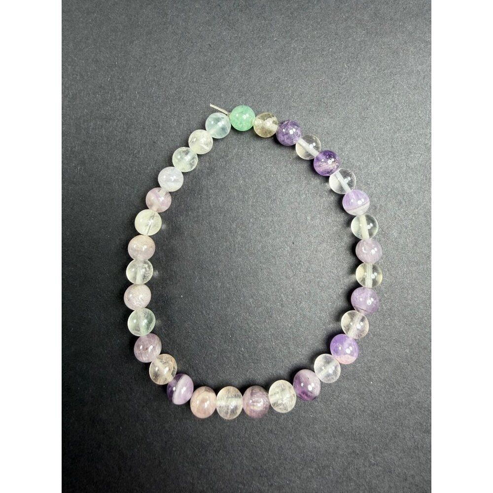 Natural Multi Color Fluorite Stretch Bracelet 6mm Beads Stone 7" UVs
